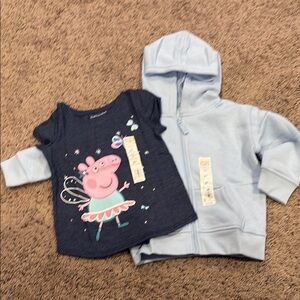 Peppa Pig Navy and Light Blue Kids Shirt & Hoodie Set